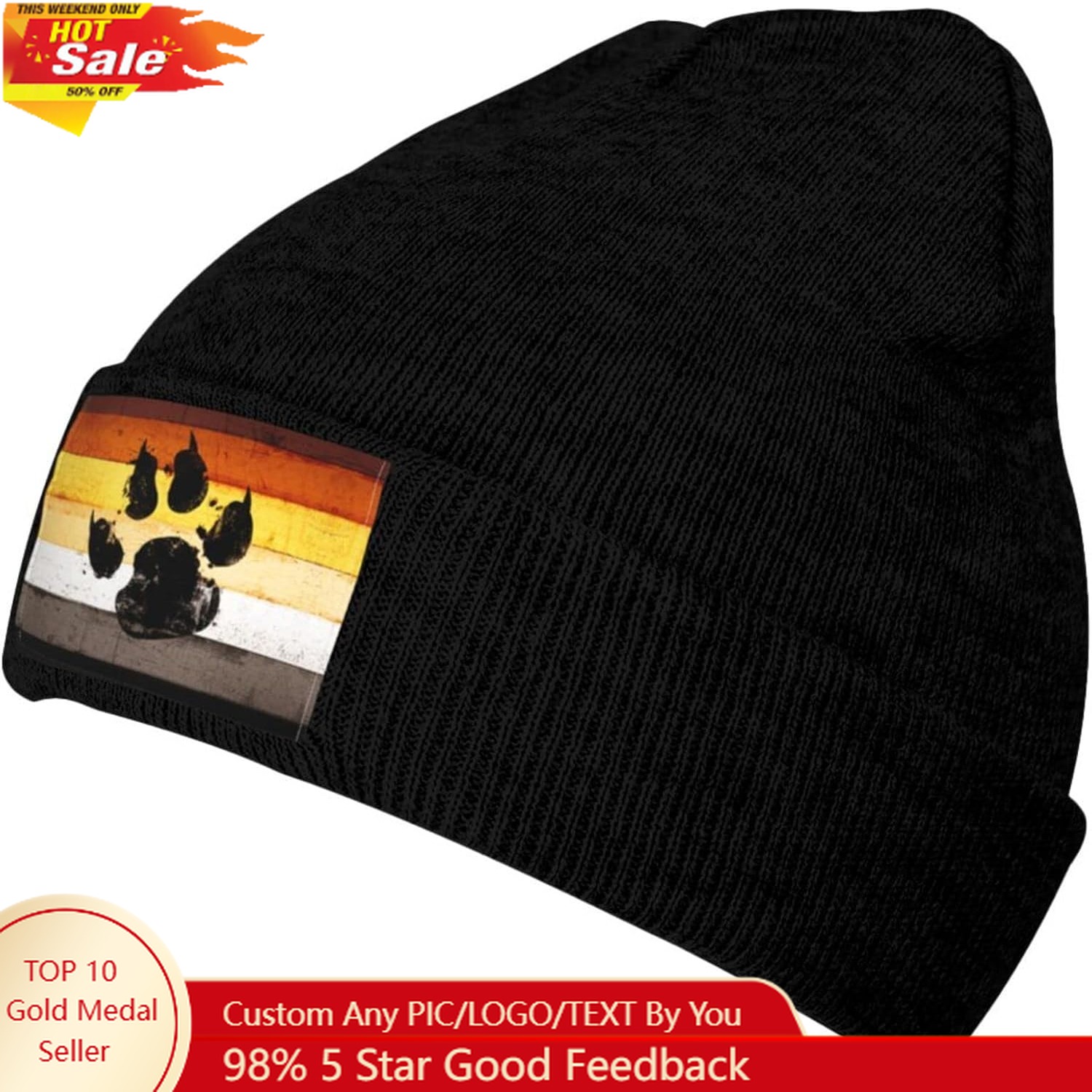 Beanie Cuffed Knit - Bonnet en tricot avec patte d'ours,
